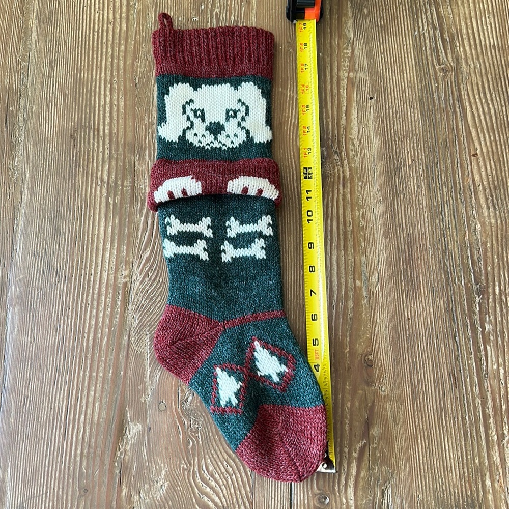 Vintage Christmas Stocking Dog 100% Wool